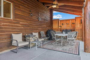 View of patio / terrace with ceiling fan