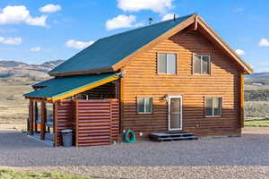 Exterior space with a mountain view