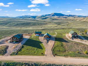 Drone / aerial view with a mountain view