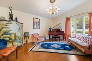 Living room with real hardwood floor.