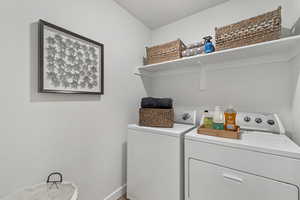 Laundry room featuring washer and dryer