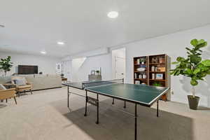 Recreation room featuring carpet floors