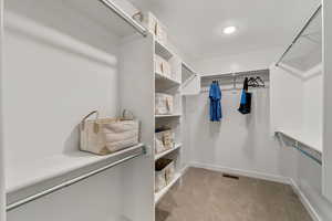 Spacious closet with carpet floors