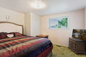 Bedroom with carpet flooring