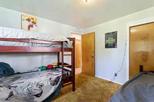 Bedroom with carpet floors