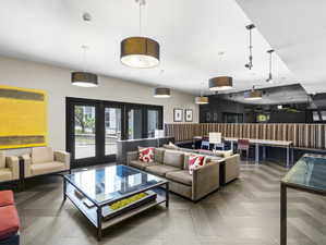 Living room featuring french doors