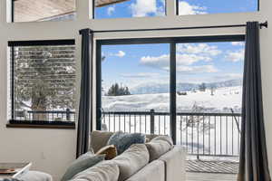 Living room with a mountain view