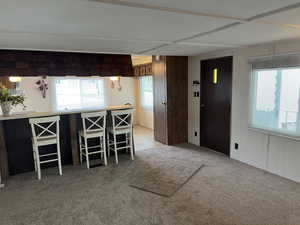 Unfurnished dining area with carpet and a wealth of natural light