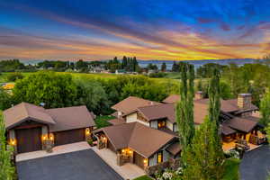 View of aerial view at dusk