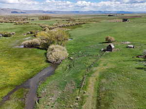 Aerial view with a rural view and a mountain view