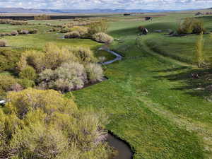 Drone / aerial view with a mountain view