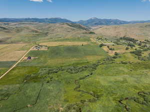 Aerial view with a mountain view and a rural view