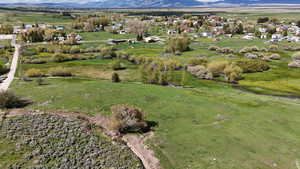 Aerial view with a rural view and a mountain view