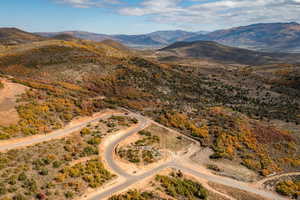 Drone / aerial view with a mountain view