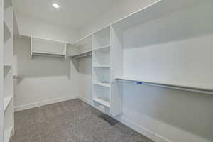 Walk in closet featuring carpet flooring