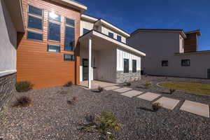 View of front facade with a patio