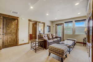 View of carpeted living room