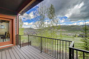 Wooden deck with a mountain view