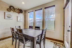 View of tiled dining space