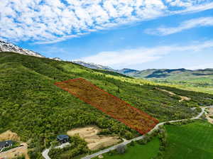 Drone / aerial view with a mountain view