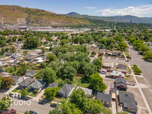 Drone / aerial view with a mountain view