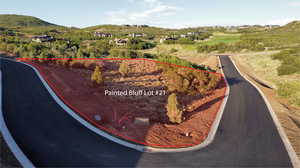 Birds eye view of property with a mountain view