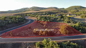 Birds eye view of property with a mountain view