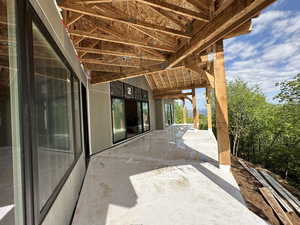 Covered deck outside dining room