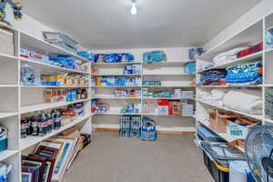 Huge storage closet with built in shelves