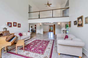 Upstairs balcony overlooking living toom.