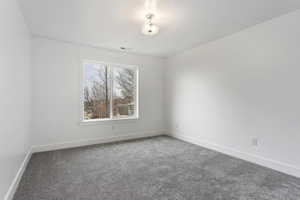 Empty room featuring carpet floors