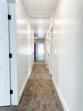 Hallway with carpet flooring