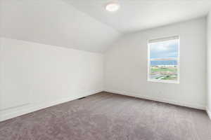 Bonus room featuring carpet flooring and vaulted ceiling