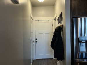 Garage entry, Closet and bathroom doors.