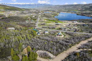 Drone / aerial view featuring a water and mountain view