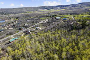 Aerial view featuring a mountain view