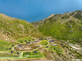 Aerial view featuring a mountain view