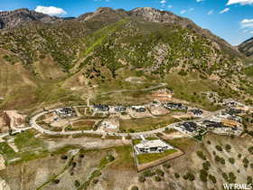 Drone / aerial view with a mountain view