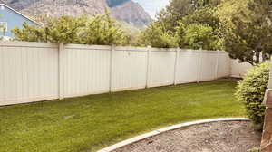 View of yard with a mountain view