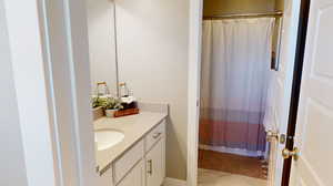 Upper floor full bathroom with separate toilet and shower from vanity area