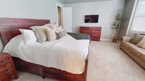 Primary bedroom withbay windows