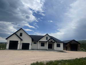 View of modern inspired farmhouse