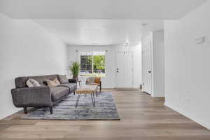 Living room featuring light hardwood / wood-style flooring