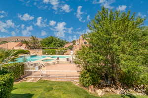 Pool view from the primary bedroom patio