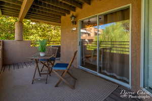 Covered back patio off dining room