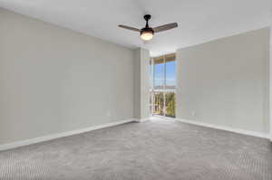 Spacious primary bedroom, with new carpet and paint throughout.