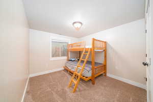 Bedroom with carpet