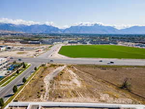 Aerial view featuring a mountain view