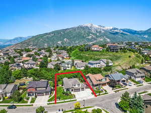 Aerial view featuring a mountain view