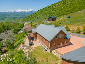 Drone / aerial view with a mountain view